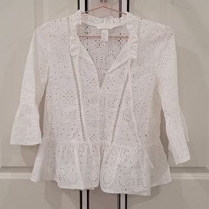 HM white embroidery anglaise top